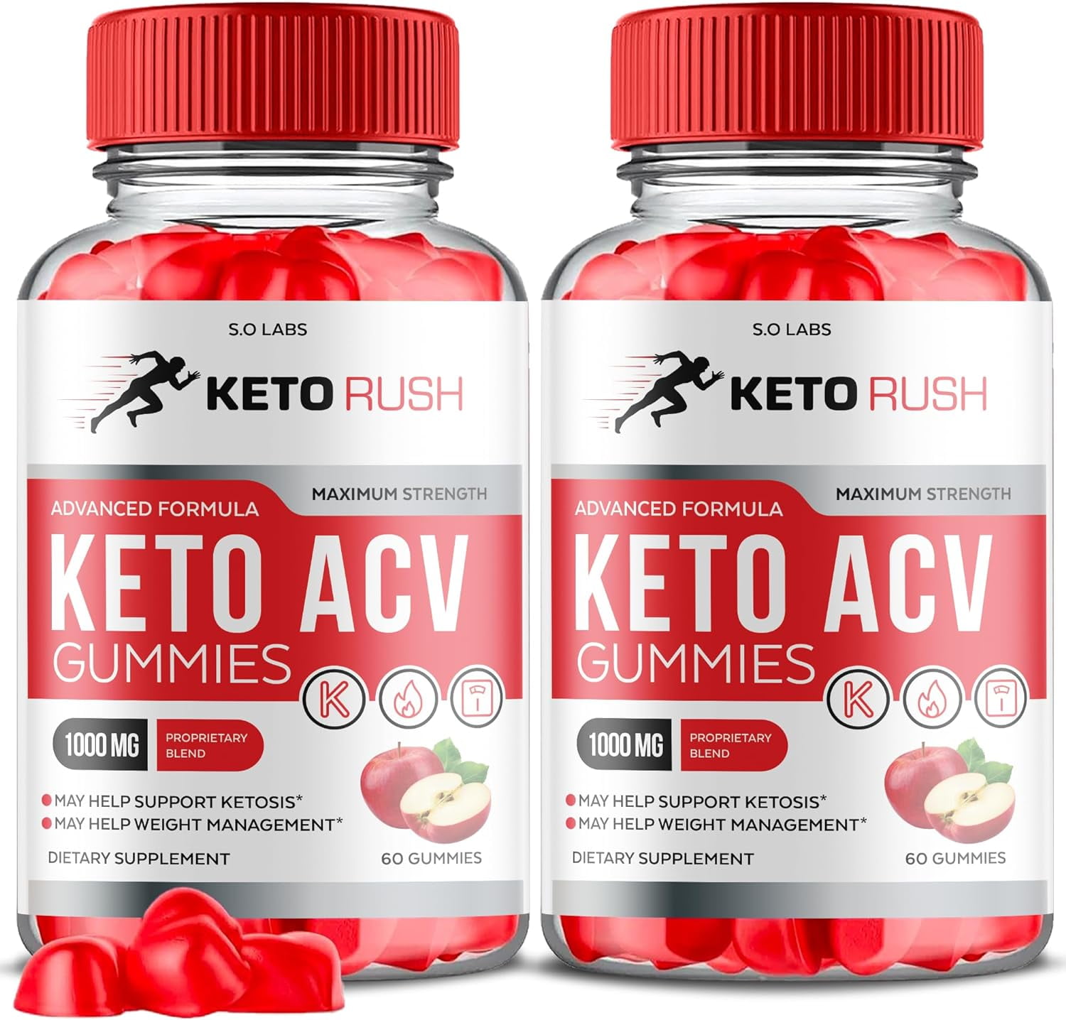 (2 Pack) Keto Rush Keto ACV Gummies - Apple Cider Vinegar Supplement for Weight Loss - Energy & Focus Boosting Dietary Supplements for Weight Management & Metabolism - Fat Burn - 120 Gummies