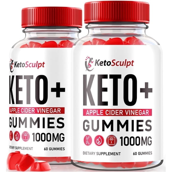 (2 Pack) Keto Sculpt ACV Gummies, KetoSculpt Keto ACV Gummies, All Natural Apple Cider Vinegar, Official KetoSculpt Keto+ACV Supplement Reviews (120 Gummies)