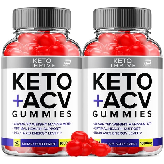 (2 Pack) Keto Thrive Gummies - KetoThrive Apple Cider Vinegar Gummy Supplement for Energy - KetoThrive Keto Gummies Dietary Supplement (120 Gummies)