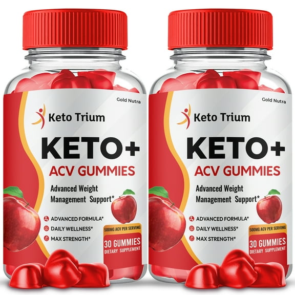 (2 Pack) Keto Trium ACV Gummies, KetoTrium +Apple Cider Vinegar, Max Strength, 1 Month