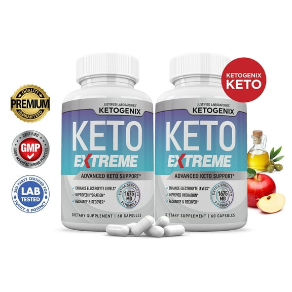 (2 Pack) Ketogenix Keto ACV Extreme Pills 1675mg Alternative to Gummies Dietary Supplement 120 Capsules