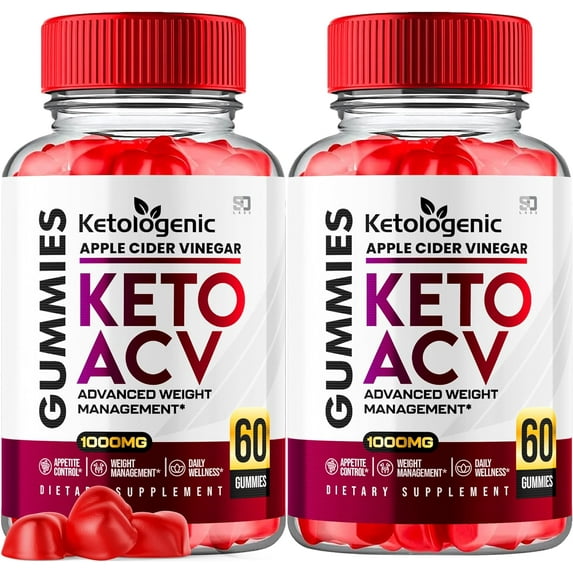 (2 Pack) Ketologenic Keto ACV Gummies - Apple Cider Vinegar Supplement for Energy & Focus - Dietary Supplement Gummies with Apple Cider Vinegar Folate Vitamin B12 B6 Beet Root (120 Gummies)