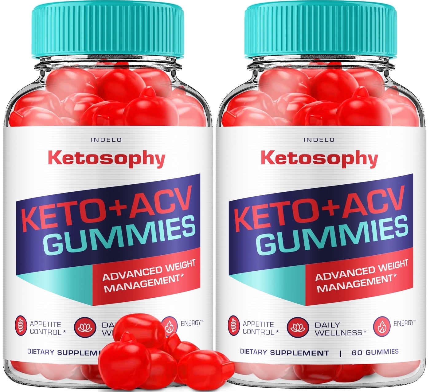 (2 Pack) Ketosophy ACV Keto Gummies Advanced Weight Loss, Apple Cider Vinegar Supplement 1000MG, Keto + ACV (120 Gummies)