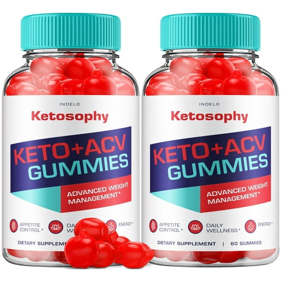 (2 Pack) Ketosophy ACV Keto Gummies Advanced Weight Loss, Apple Cider Vinegar Supplement 1000MG, Keto + ACV (120 Gummies)