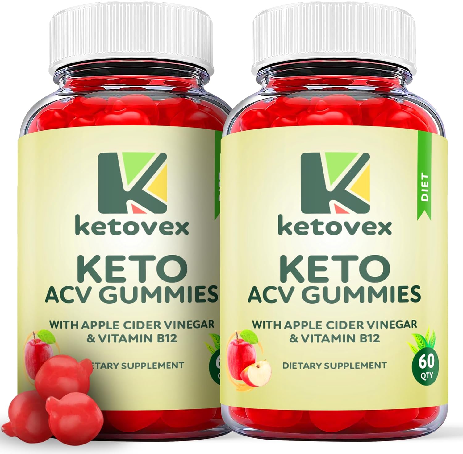 (2 Pack) Ketovex Keto ACV Gummies - Apple Cider Vinegar Supplement for ...