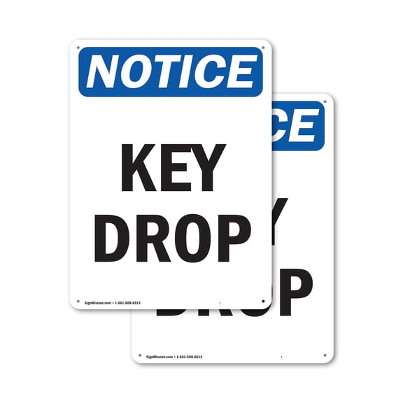 (2 Pack) Key Drop OSHA Notice Sign 18 Inch X 24 Inch Plastic Sign, Weather Resistant, UV Protected for Workplace, Business, and Construction Site, Made in the USA