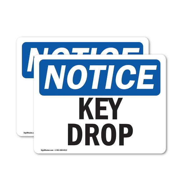 (2 Pack) Key Drop OSHA Notice Sign 7 Inch X 5 Inch Vinyl Label Decal Sticker Weather Resistant, UV Protected for Workplace, Business, and Construction Site, Made in the USA
