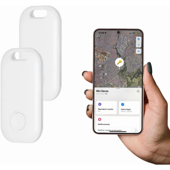 2 Pack Key Finder Smart Bluetooth Tracker Item Finder Work with Apple Find My Item Locator Anti-Lost Device for Keys, Bags and More Global Positioning iOS Only (White)