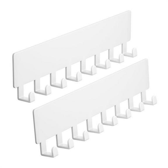 2-Pack Key Holders Set, Jademall No Drilling Key Racks with 8 Hooks, Wall Mount Self-Adhesive Key Rack, Decorative Key Holder for Hallway, Entrance Door, Garage, Bathroom, and Kitchen - White