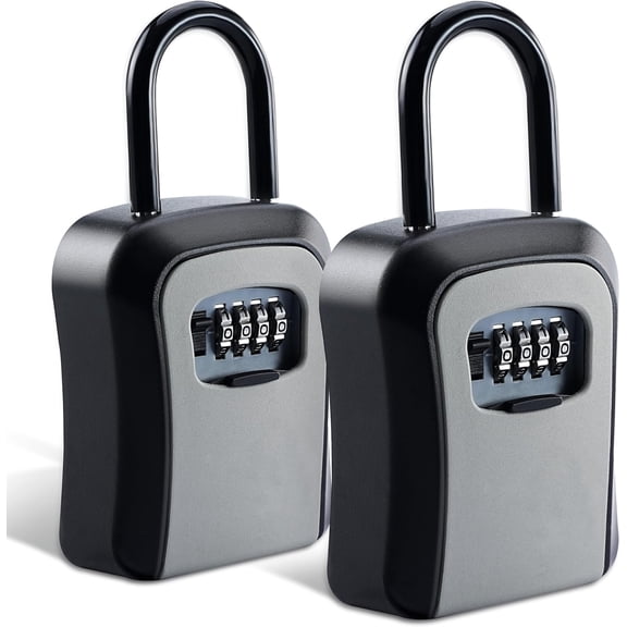 2 Pack Key Lock Box, Premium Zinc Alloy Lock Box, Anti-Smashing Lock Box for Keys with Combination Lock, 5 Key Capacity, Black