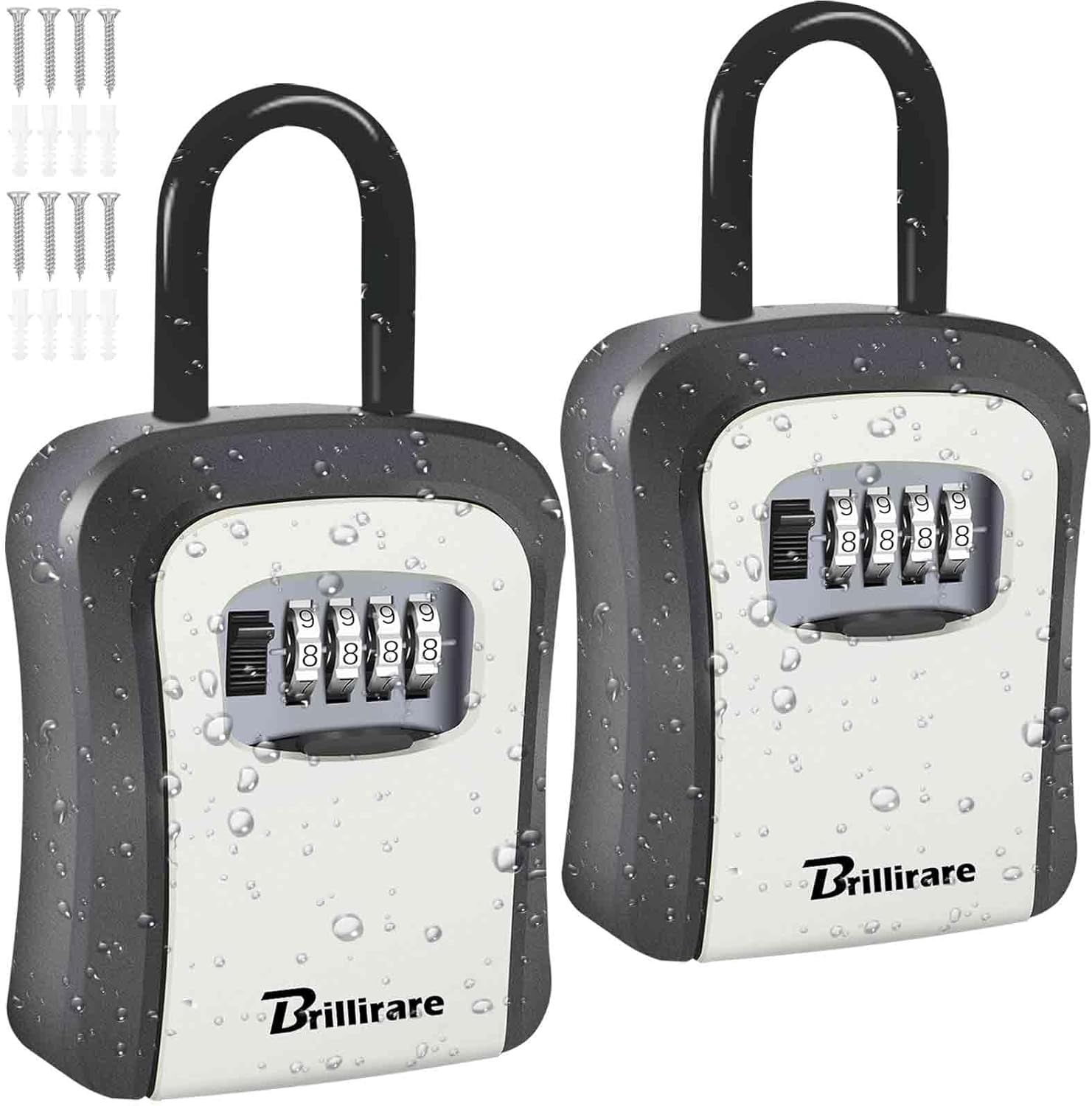 2 Pack Key Lock Box, Waterproof 4 Digits Combination Lockbox with ...