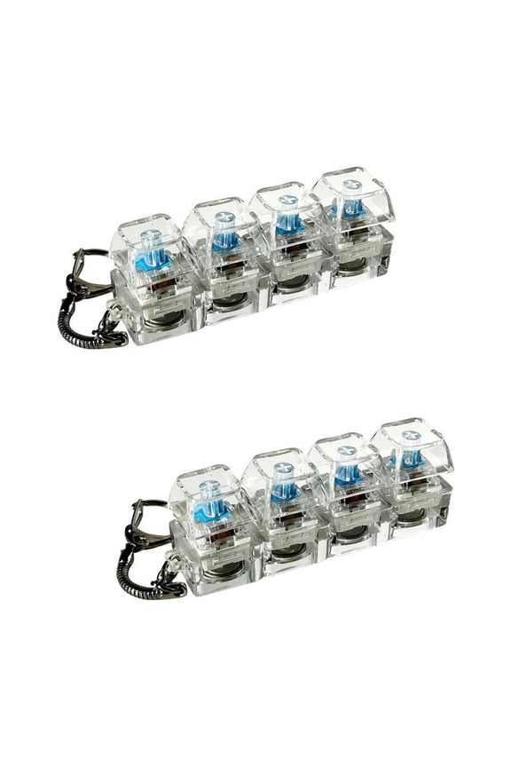 2 Pack Keyboard Fidget Keychain with LED Lights, 4-in-1 Stress Relief Clicker Toy, Keyboard Button Finger Clicker for Anxiety Relief, Sensory Decompression Fidget Toy