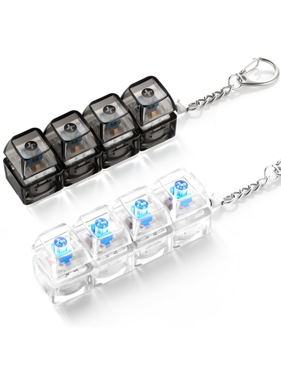 2 Pack Keyboard Fidget Toy Light Up, Clicky Keychain