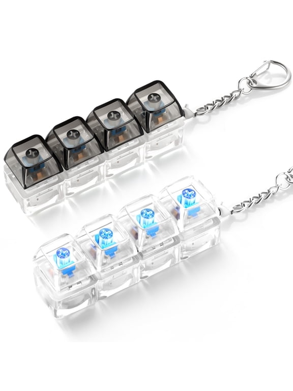 2 Pack Keyboard Fidget Toy Light Up, Clicky Keychain