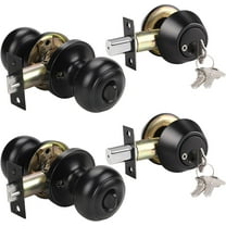 2 Pack All Keyed Same Entry Door Knob and Double Cylinder Deadbolt Combo Set, Black Exterior Door Knobs with Lock and Key for Entrance and Front Door, Keyed Alike Deadbolt and Door Knob Set