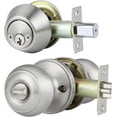 1 Pack Entry Door Knob and Single Cylinder Deadbolt Combo Pack, Satin