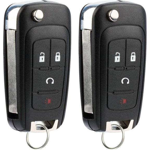 2 Pack Keyless Entry Remote Flip Key Fob 4 Button Replacement with Electronics and Battery Compatible with 2010-2019 Chevrolet Equinox Impala Sonic Trax Buick Encore OHT01060512 KR55WK500733