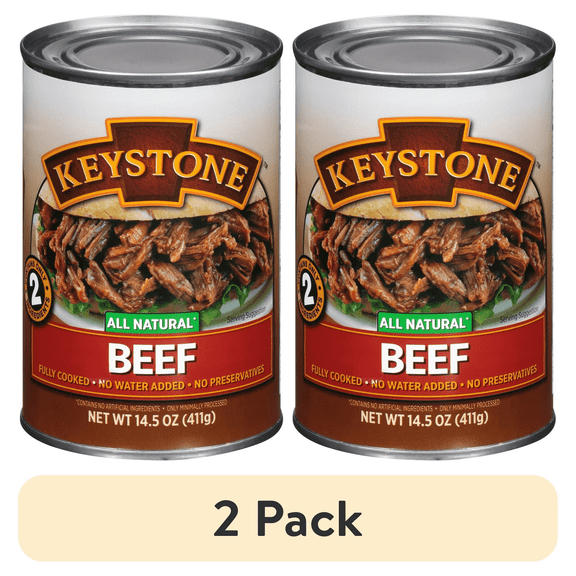 (2 Pack) Keystone All Natural Beef 14.5 oz Can Emergency Survival Food For Camping Hiking and Backpacking Ready to Eat- Pack of 2 Cans
