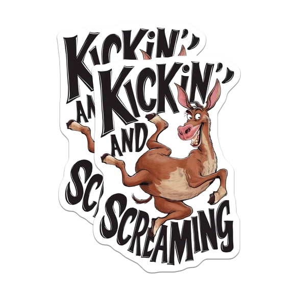 (2 Pack) Kickin and Screamin Magnets - Funny Donkey Magnets - Humorous Animal Magnets - 5" On Longest Side - for Cars, Fridges, Toolboxes - Made in USA - MAG4142