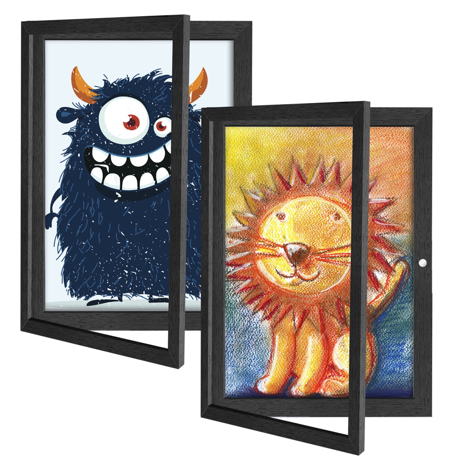 [2-pack] Kids Art Frames, 8.5x11 Kids Artwork Frames Changeable, Black Artwork Display Storage Frame for Wall, Holds 150-180 Pcs, for 3D Picture