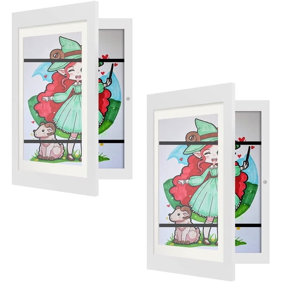 2 Pack Kids Art Frames, Kids Art Frames Front Opening A4 Children Art Projects Kids Art Frames Kids Artwork Display Frame Picture Frame for 150 Pictures, Display or Hang Your Kids Artwork (White)
