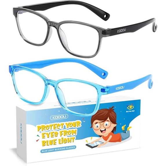 2 Pack Kids Blue Light Blocking Glasses for Girls & Boys 3-12, Toddler Fake Play Computer Screen Bluelight Blocker Relieve Eyestrain Visual Syndrome
