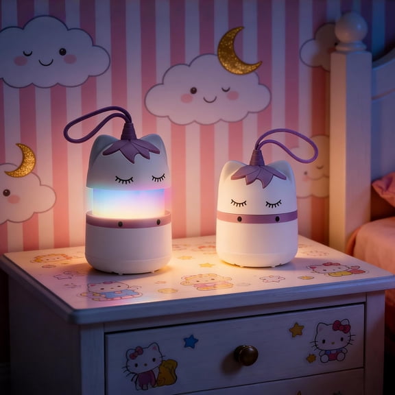 2-Pack Kids Camping Lanterns with RGB Lights Battery Powered and Lanyard Unicorn Design