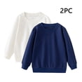 thumbnail image 1 of 2 Pack Kids Crewneck Sweatshirts Solid Color Long Sleeve Pullover Soft Comfy Tops Fall Winter Casual Clothes for Boys Girls 1-11 Years, 1 of 7