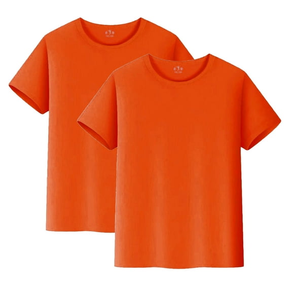 2-Pack Kids' Mesh Quick-Dry T-Shirts: Breathable Short Sleeve Tees for Toddler & Youth,Color Orange,Size 9-10 Years