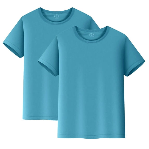 2-Pack Kids' Mesh Quick-Dry T-Shirts: Breathable Short Sleeve Tees for Toddler & Youth,Color Sky Blue,Size 12-14 Years