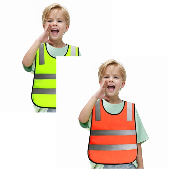 2 Pack Kids Reflective Vest Child Toddler Safety High Visibility Vest Yellow for Cycling Walking Skiing