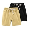 thumbnail image 1 of 2 Pack Kids Solid Color Wide Leg Shorts Girls Drawstring Waist Shorts High Waisted Cotton Linen Shorts Summer Sports Shorts Girl Athletic Shorts, 1 of 8