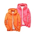 thumbnail image 1 of 2 Pack Kids Solid Hooded Softshell Jacket Set Boys Girls Light Windproof Outdoor Coat Pockets Autumn Casual Outerwear Light Blue 9-10 Years, 1 of 6
