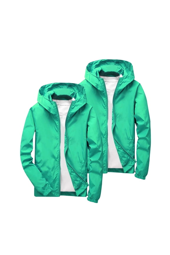 2 Pack Kids Solid Hooded Softshell Jacket Set Boys Girls Lightweight Windproof Outdoor Coat with Pockets Daily Casual Outerwear Army Green 11-12 Years