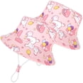thumbnail image 1 of 2 Pack Kids Sun Hat UPF 50+ Toddler Bucket Hat Summer Sun Protection Cotton Beach Cap with Cute Cartoon Pattern for Boys Girls 1-6 Years, 1 of 7