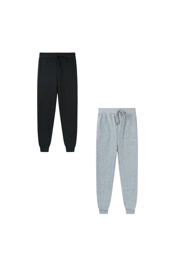 2-Pack Kids Sweatpants Boy Athletic Pants with Pockets Drawstring Basic Grey & Black Sweatpants Boys Athletic Pants Size 10-11 Years
