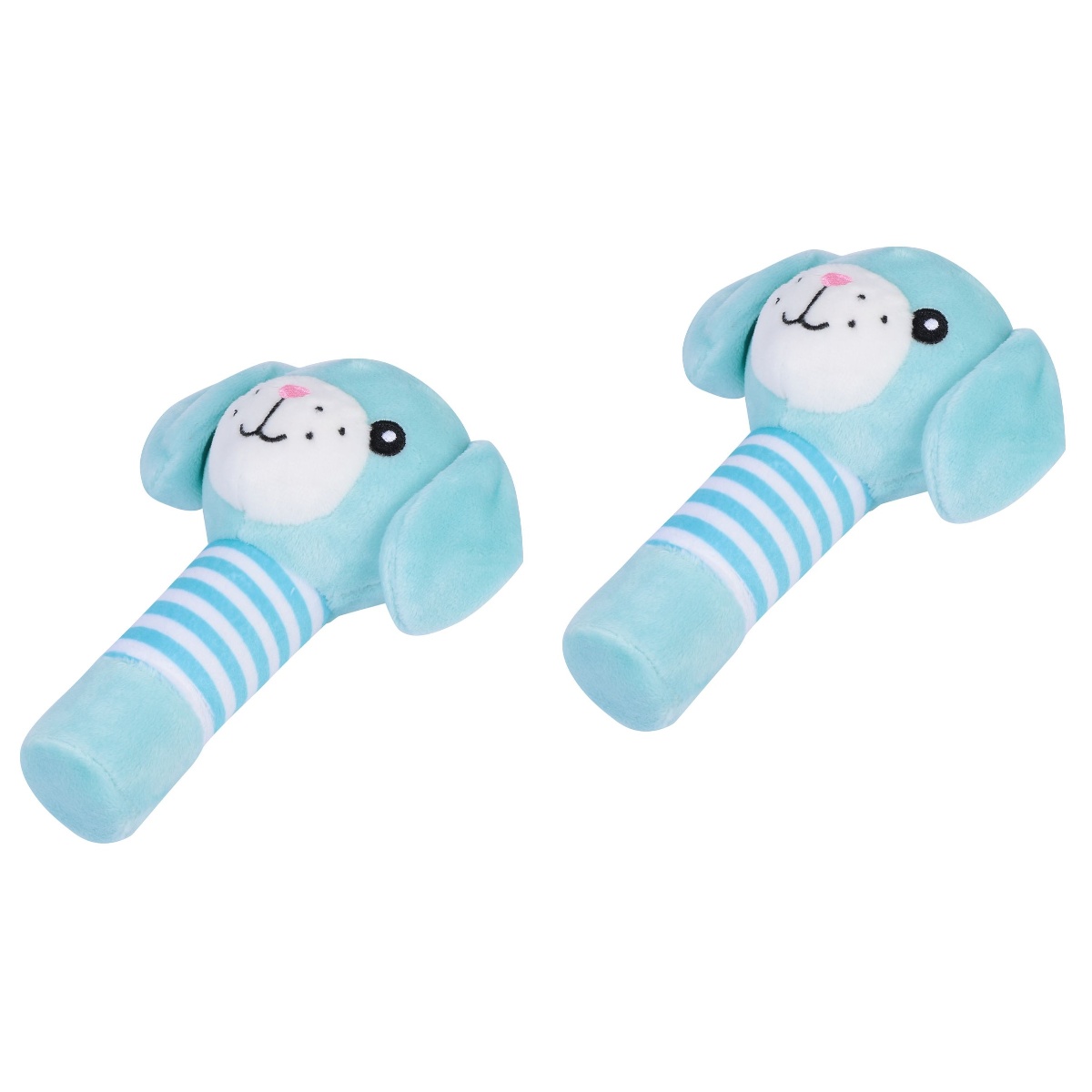 2 Pack Kids Toy Hand Crank Toys Small Dog Baby Soft Rattle Animal Bell