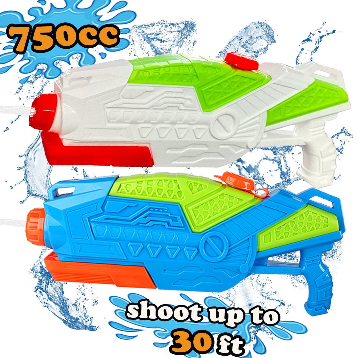 2 Pack Kids Water Gun - Super Soaking Water Gun - 750ml Large Capacity ...