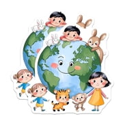 2 Pack Kids World Magnets Magnets - Cute Animal Friends - Earth Day Decor for Kids Room - 5" On Longest Side - Made in USA - Sticks to Refrigerators & Metal Surfaces - MAG8439