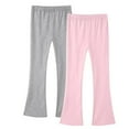 thumbnail image 1 of 2 Pack Kids Yoga Pants Cotton Elastic Waist Solid Color Flared Trousers Casual Comfy Stretch Sporty Wear (12 Years, Gray,Pink), 1 of 7