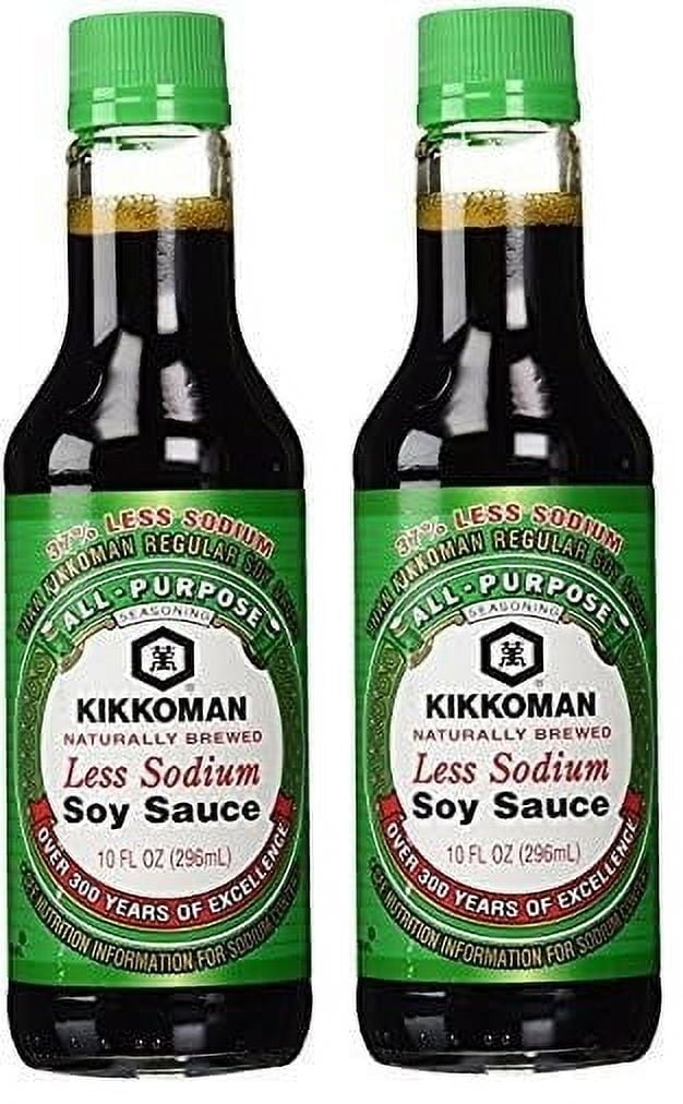 2 Pack ) Kikkoman Less Sodium Soy Sauce, 10 oz, All- Purpose