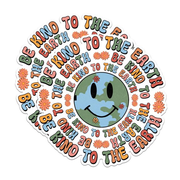 (2 Pack) Be Kind to The Earth Magnets - Eco-Friendly Smiley Face Magnets - Environmental Awareness Magnets- 5" On Longest Side - for Fridges, Toolboxes, Cars - Made in USA - MAG2899