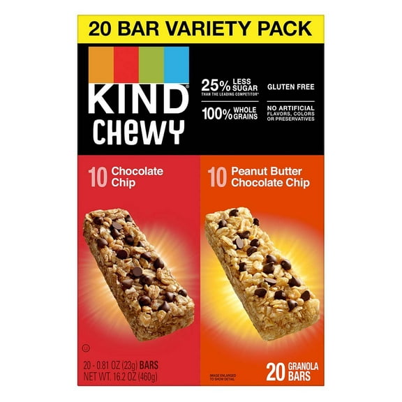 Kind Kids Chewy Chocolate Chip and Peanut Butter Chocolate Chip Granola Bars - 20 ct (Pack of 2)