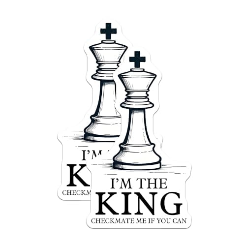 (2 Pack) I'm The King Checkmate Magnets - Chess Quotes Magnets - Motivational Chess Magnets - 5" On Longest Side - for Cars, Refrigerators, Toolboxes, Lockers - Made in USA BMCS3188