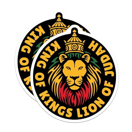 (2 Pack) King of Kings Lion of Judah Magnets - Emblem Design - Religious Magnets - Inspirational Symbol Magnets - 5" On Longest Side - for Cars, Fridges, Toolboxes - Made in USA - MAG6173