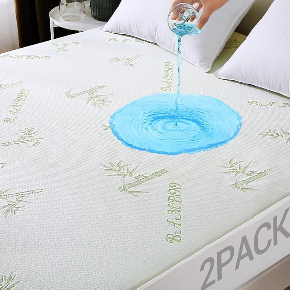 2 Pack King Mattress Protector, 100% Waterproof King Size Mattress Cover Protector, Cooling and Breathable Bed Pad Cover, Deep Pocket 8"-21"