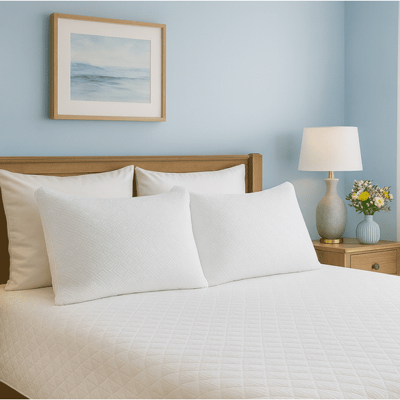 2 Pack King Size Bamboo Pillow, Memory Foam Bed Pillows with Washable Pillowcases, King (2 Pack)