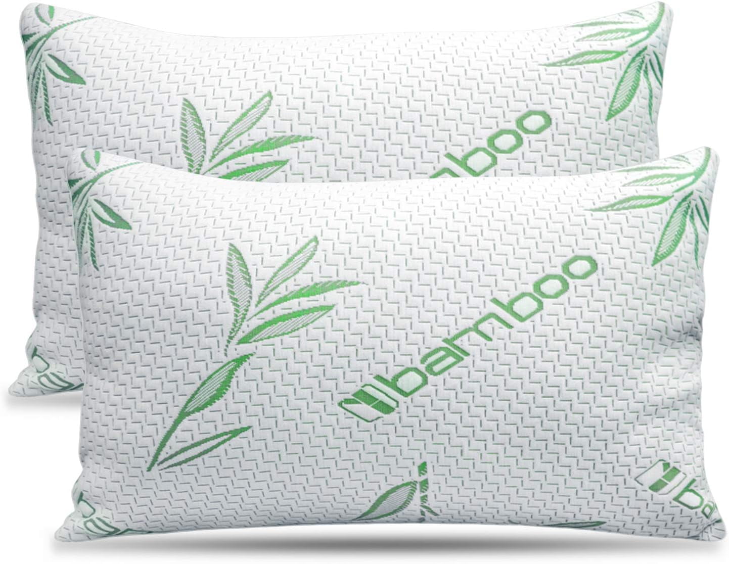 King Size White Bamboo Cooling Memory Foam Pillows Set