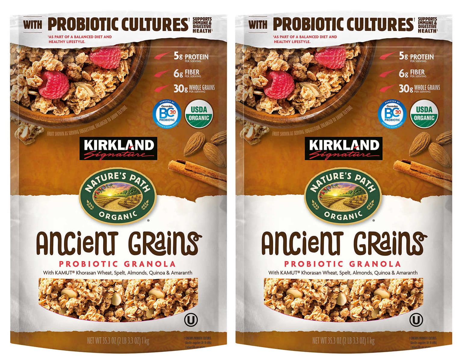 2 Pack Kirkland Signature Ancient Grains Probiotic Granola, 35.3 oz