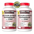 2 Pack Kirkland Signature Calcium Citrate, Magnesium and Zinc, 500 Tablets